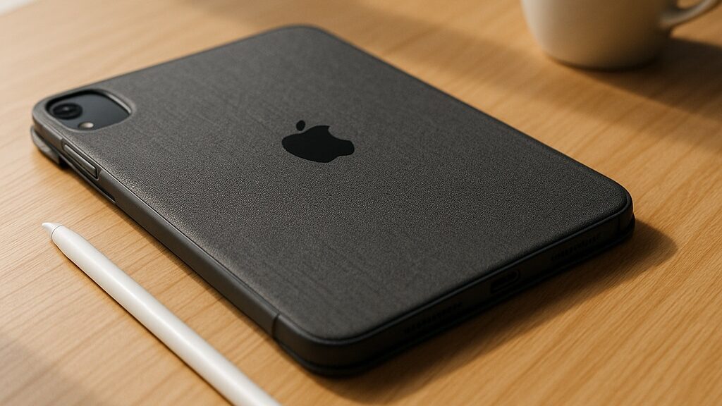 Modern iPad with a protective iPad case in 2025 on a desk, stylus beside it, ready for daily use.