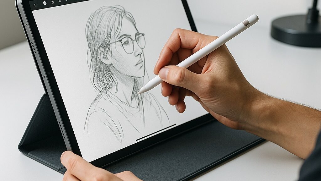 Best iPad case for drawing in 2025 – artist sketching with Apple Pencil on iPad Pro

