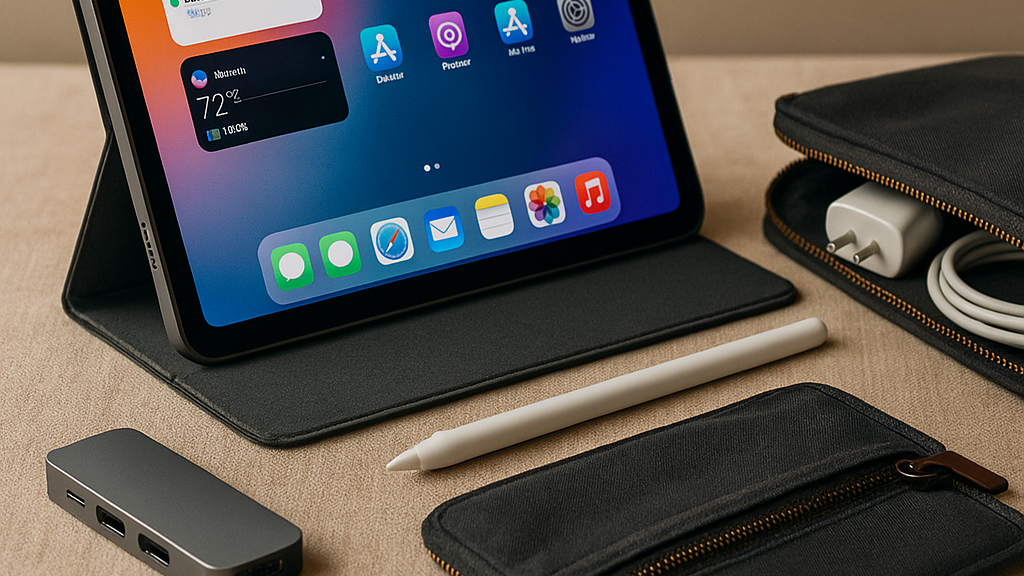 new iPad accessories 2025 including stand case, stylus, and USB-C hub